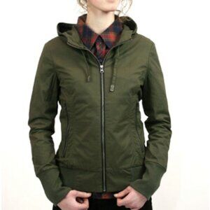 Bridge & Burn Utility Rain Bomber Hooded Jacket Olive